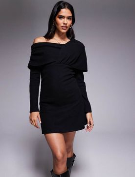 Robe courte ultra douce au toucher effet croisé - Noir 32