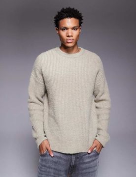 Relaxed Fit Strickpullover in Salbeigrün mit Rundhalsausschnitt Grün S
