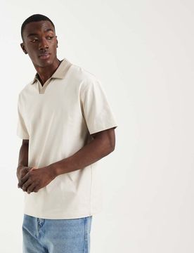 Relaxed-Fit-Polohemd aus schwerem Stoff in Beige-Neutral Neutral L