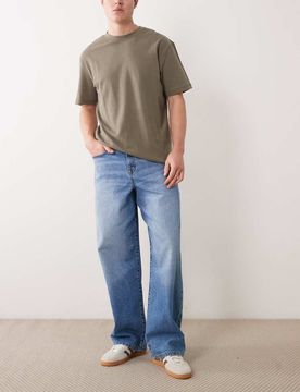 Weite Jeans in verwaschenem Mittelblau Blau 48 Regular