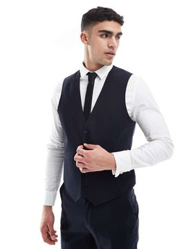 Weste mit schmalem Schnitt in dunklem Marineblau Marineblau 56 Regular