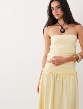 Top bandeau d'ensemble à fronces - Crème-Blanc S