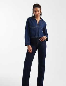 ASOS DESIGN Tall - Jean droit stretch confortable - Bleu brut-Bleu marine W24 L38