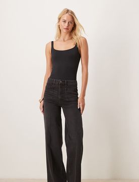 ASOS DESIGN Tall - Jean large à taille haute avec poches à l'avant - Noir W25 L38