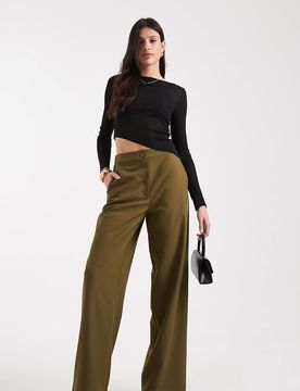 Tall - Pantalon droit ajusté coupe décontractée - Kaki-Vert 44