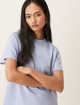 T-shirt épais coupe carrée - Bleu clair M