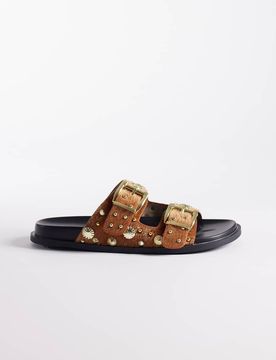 Gerbald - Sandales plates cloutées - Fauve-Brown 38