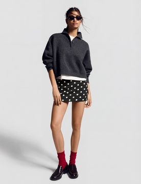 Mini jupe-short avec boucle - Noir et blanc-multicolore XS
