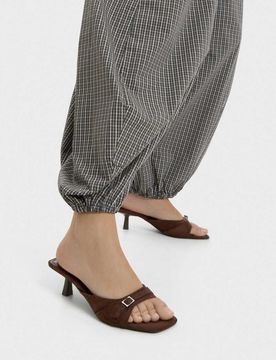 Mules à talon et boucle - Marron-Brown 36