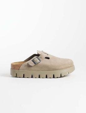 Boston - Schmal geschnittene Clogs aus Wildleder in Taupe mit dicker Sohle-Neutral Neutral 36