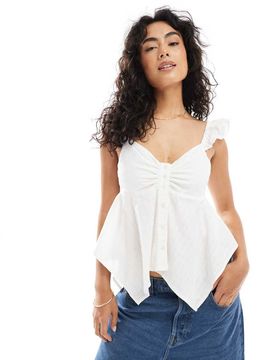 Camisole-Top in Weiß mit hohem Baumwollanteil und Riemchenträgern Weiß L