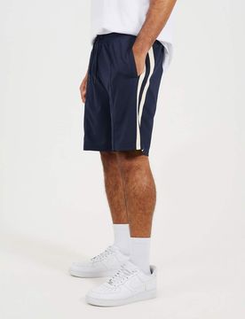 Jersey-Shorts in Marineblau mit zwei seitlichen Streifen-Navy Navy 2XL