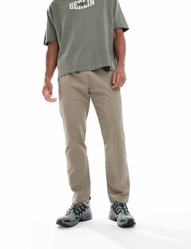 Seersucker-Hose in Taupe mit schmalem Bein-Neutral Neutral L