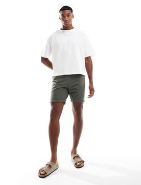 Shorts aus Seersucker in Blassgrün Grün S