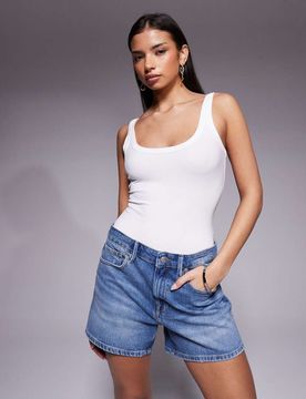 Everyday - Short en jean en coton majoritaire - Bleu moyen délavé 36