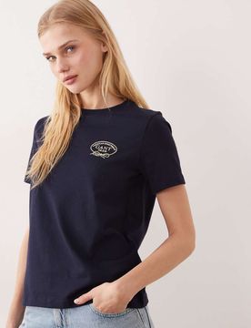 T-Shirt in Evening Blue mit Seil-Grafik auf der Brust-Blau Blau M