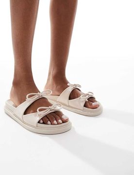 Sandales à semelle moulée et double naud - Crème-Multicolore 40
