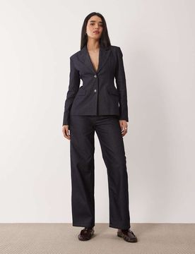 Weite Jeans in dunklem Indigoblau mit niedrigem Bund, Kombiteil Blau 40