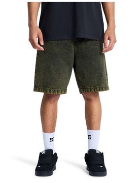 Shoes - Weite Jeansshorts in Golden-Olivgrün Grün W31