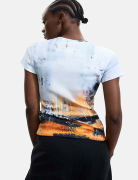 Bedrucktes T-Shirt aus 100% Baumwolle in Weiß Weiß L