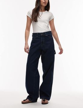 Jean droit style charpentier - Indigo foncé-Bleu W26