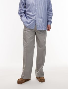 Lockere Baggy-Fit-Arbeitshose in Grau Grau W32 L34
