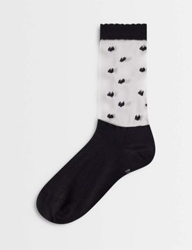 DR MARTENS - Chaussettes en tulle avec caurs - Noir M-L