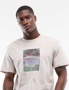 T-Shirt in Wollweiß mit Pool-Grafik auf der Brust-Blau Blau XL