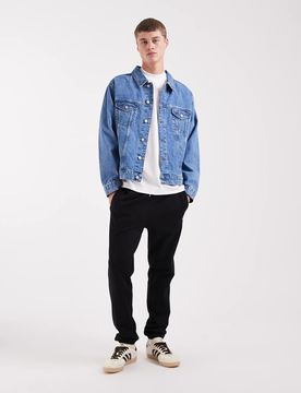 Jogginghose aus Loopback-Frottee in Schwarz Schwarz L