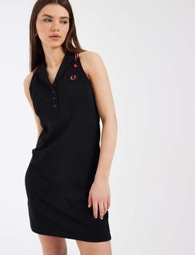 Robe polo courte sans manches en piqué - Noir 34