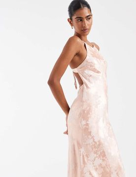 The Sky - Yasmin - Robe longueur mollet en jacquard satiné - Pêche-Orange 40