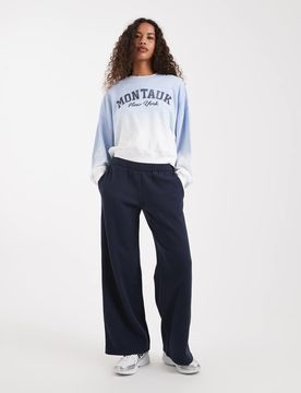 Jogginghose in Marineblau mit weitem Bein und Herztaschen Marineblau XXL