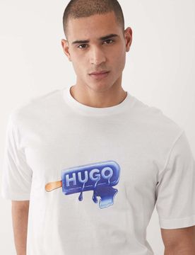 T-Shirt in Weiß mit Grafikprint auf der Brust Weiß S
