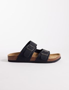 Weiche Sandalen aus Wildlederimitat in Schwarz Schwarz 42