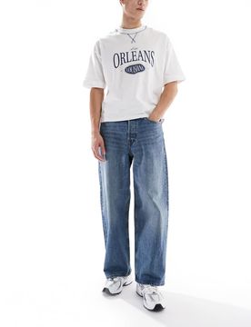 Dave - Jeans in Mittelblau mit weitem Schnitt Blau W28 L34