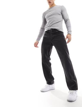 Eddie - Locker geschnittene Jeans in verwaschenem Schwarz Schwarz W36 L32