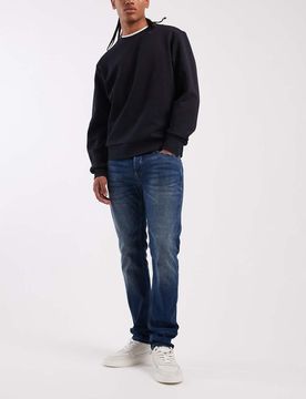 Glenn - Schmal geschnittene Jeans in Mittelblau Blau W33 L36