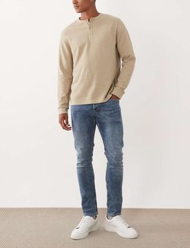 Glenn - Schmal geschnittene Jeans in Mittelblau Blau W33 L32