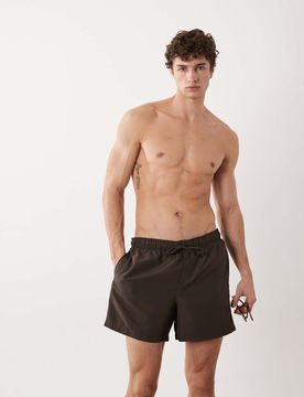 Mittellange Badeshorts in Braun-Brown Brown S