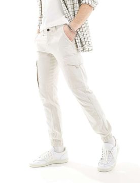 Schmal geschnittene Cargohose in Beige-Neutral Neutral W33 L34