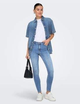 Jeans mit engem Schnitt in Denim-Mittelblau Blau L L34