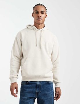 Relaxed-Fit-Kapuzenpullover in Ecru-Weiß Weiß M