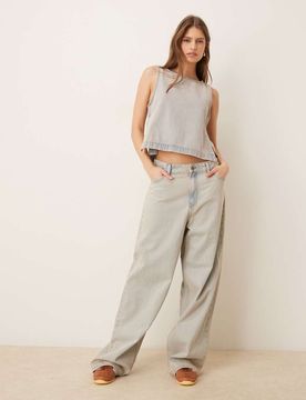 Kyoto - Weite Jeans in hellblauer Waschung, Kombiteil Blau W30 L30