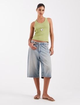 Kyoto - Weite Jeans-Jorts in Hellblau Blau 38