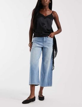 Santiago - Cropped-Jeans in Hellblau mit weitem Bein Blau W26 L32