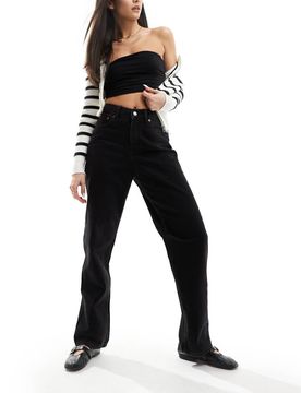 Seville - Locker geschnittene Jeans in Schwarz mit mittelhohem Bund Schwarz W26 L32