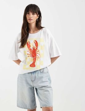 T-shirt oversize à imprimé homard - Blanc 40