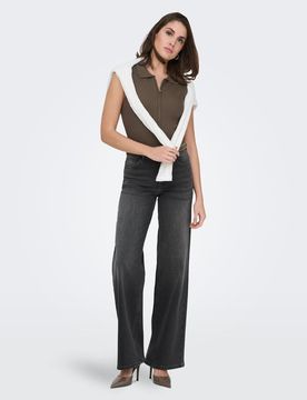 Wide Fit - Jeans in verwaschenem Schwarz Schwarz S L34