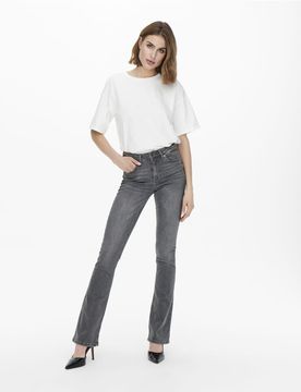 Ausgestellte Jeans aus grauem Denim Grau L L32
