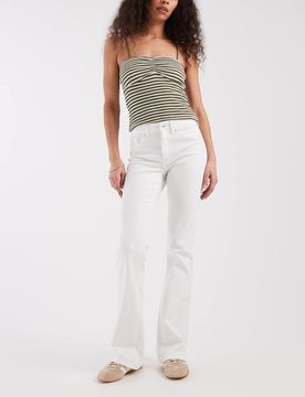 Blush - Jeans in Weiß mit hohem Bund und ausgestelltem Bein Weiß M L30